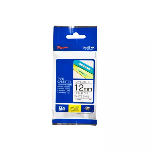 Brother TZe-231 (12mm x 8m, fekete-fehér) eredeti szalag